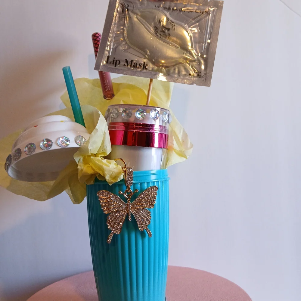 Turquoise Party Cup with Butterfly Charm
